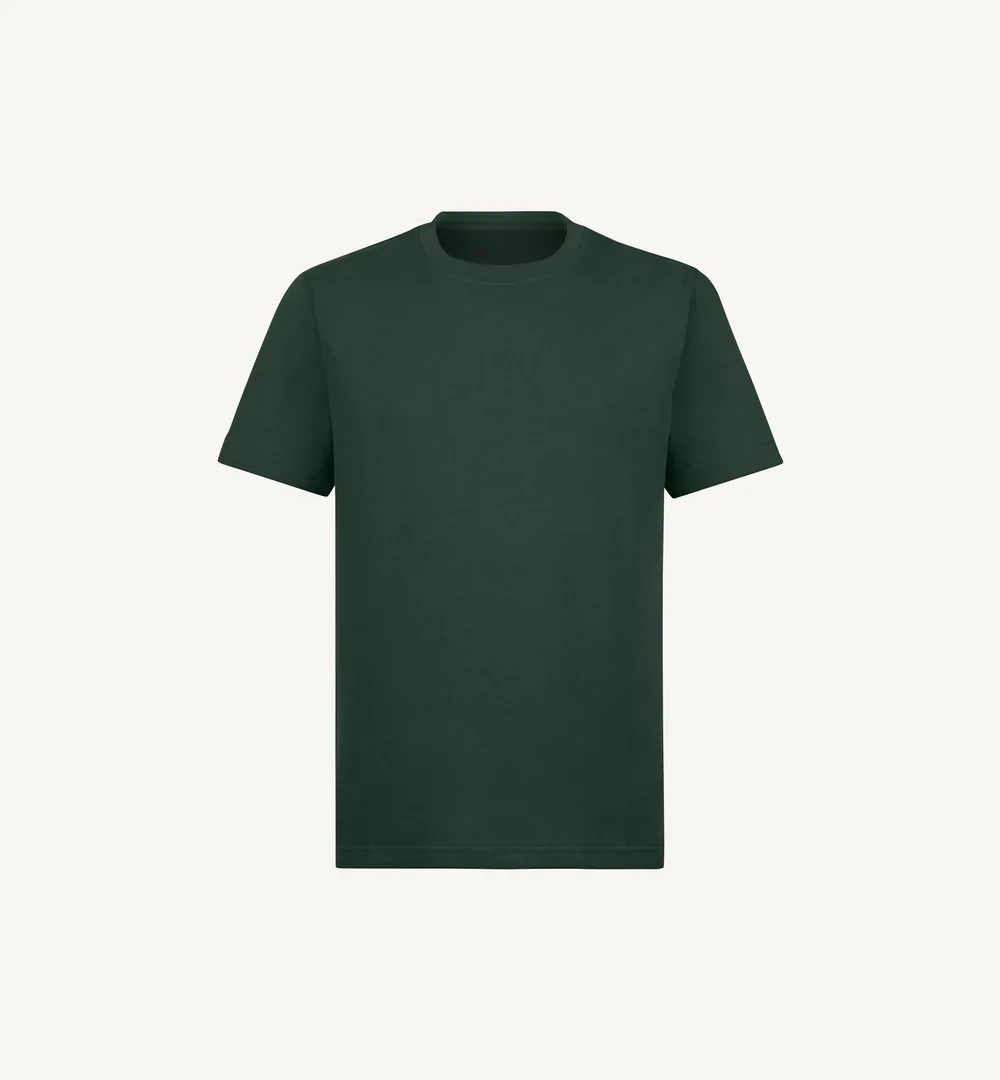 tricou bumbac organic regular barbati verde inchis fata